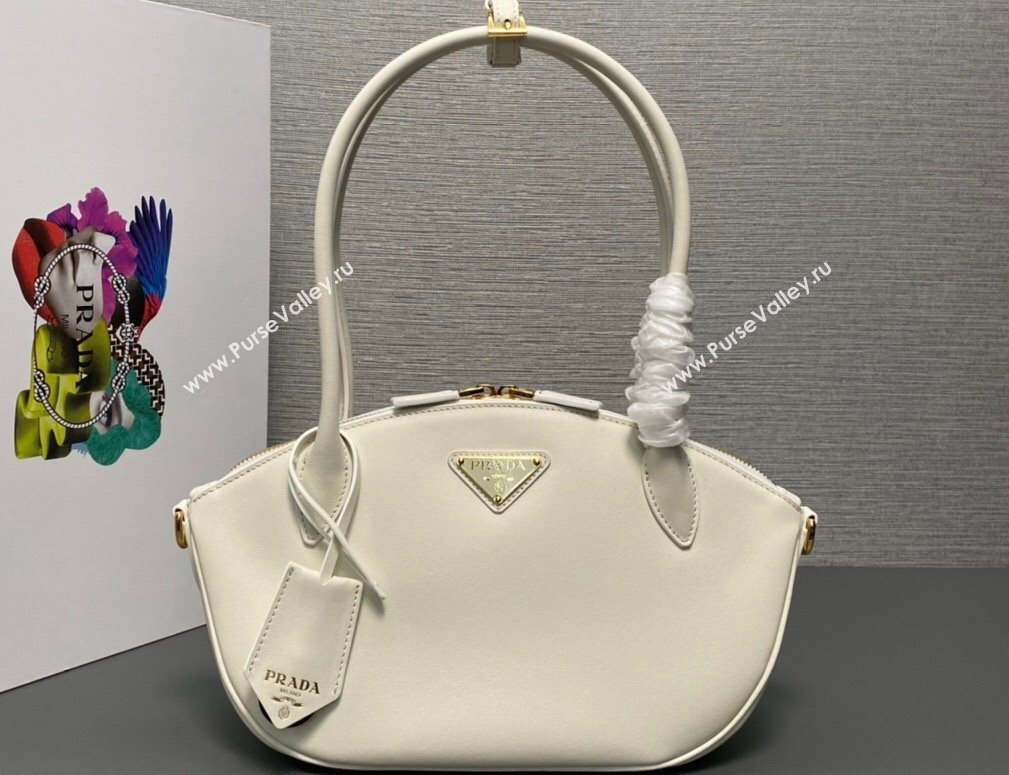 Prada Small leather handbag 1BA427 White 2024 (ziyin-24022867)