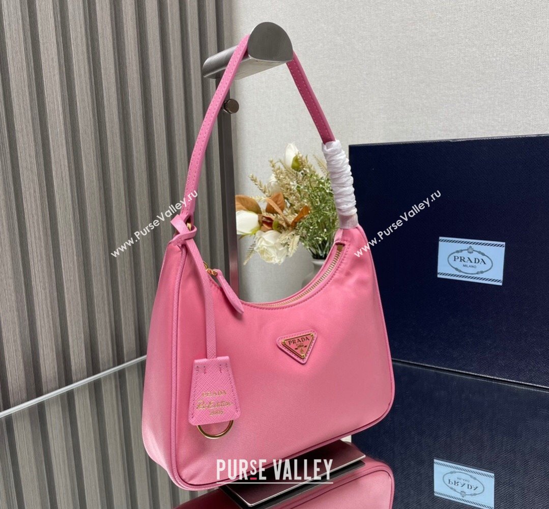 Prada Re-Edition 2005 Re-Nylon and Saffiano Mini Hobo Bag 1NE204 Pink/Gold 2024 (ziyin-24022832)