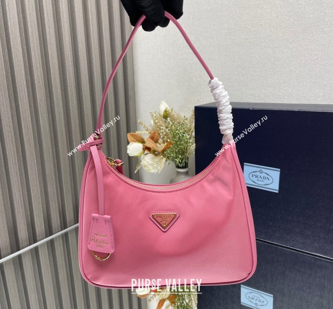 Prada Re-Edition 2005 Re-Nylon and Saffiano Mini Hobo Bag 1NE204 Pink/Gold 2024 (ziyin-24022832)