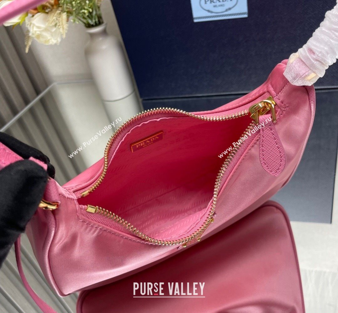 Prada Re-Edition 2005 Re-Nylon and Saffiano Mini Hobo Bag 1NE204 Pink/Gold 2024 (ziyin-24022832)