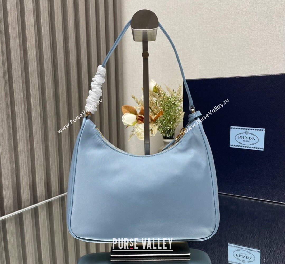 Prada Re-Edition 2005 Re-Nylon and Saffiano Mini Hobo Bag 1NE204 Sky Blue/Gold 2024 (ziyin-24022835)