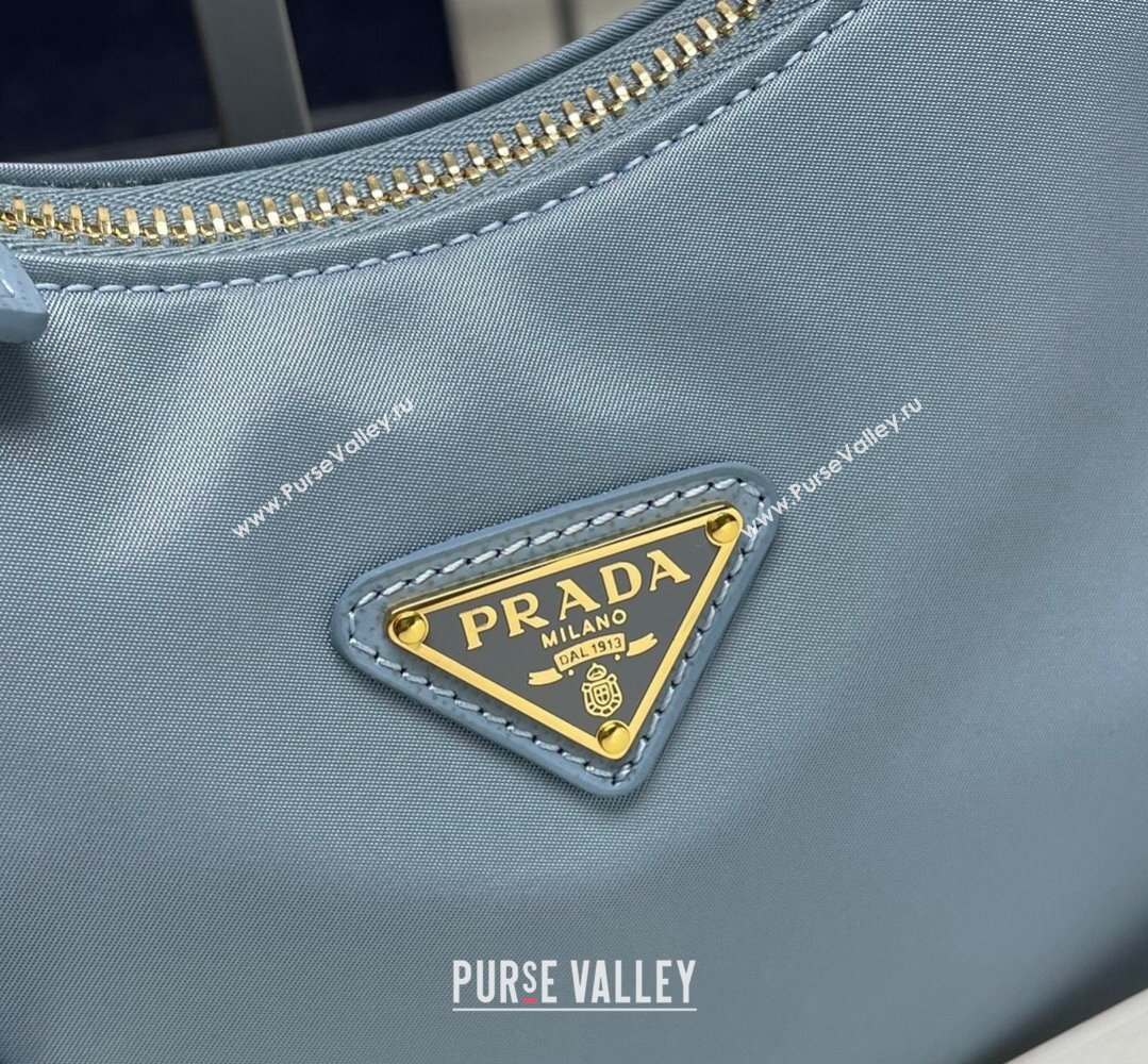 Prada Re-Edition 2005 Re-Nylon and Saffiano Mini Hobo Bag 1NE204 Sky Blue/Gold 2024 (ziyin-24022835)