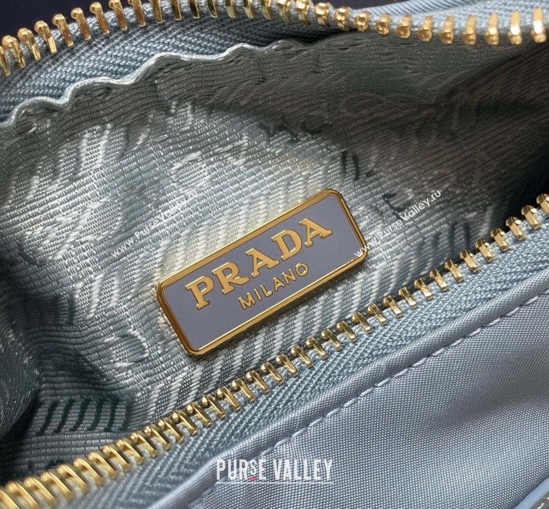 Prada Re-Edition 2005 Re-Nylon and Saffiano Mini Hobo Bag 1NE204 Sky Blue/Gold 2024 (ziyin-24022835)