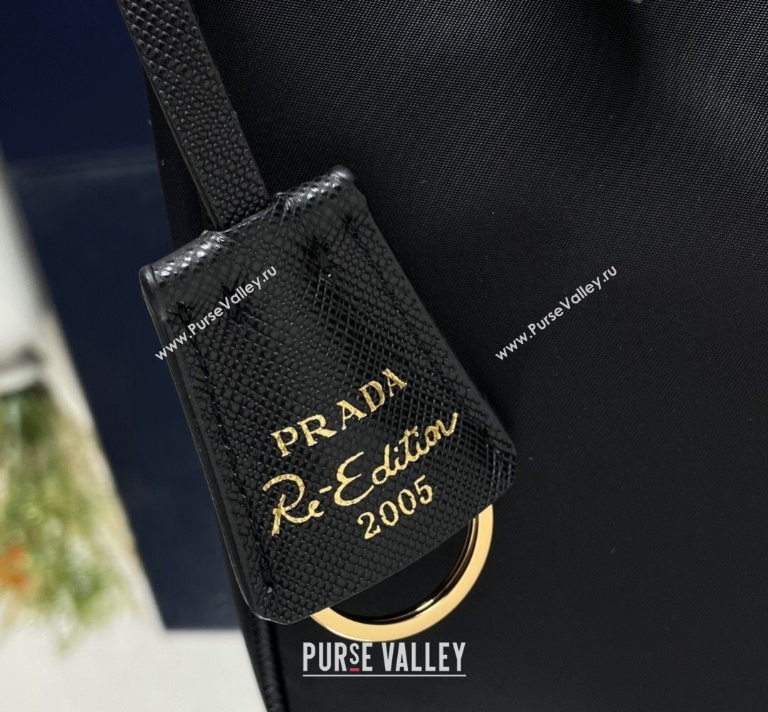 Prada Re-Edition 2005 Re-Nylon and Saffiano Mini Hobo Bag 1NE204 Black/Gold 2024 (ziyin-24022831)