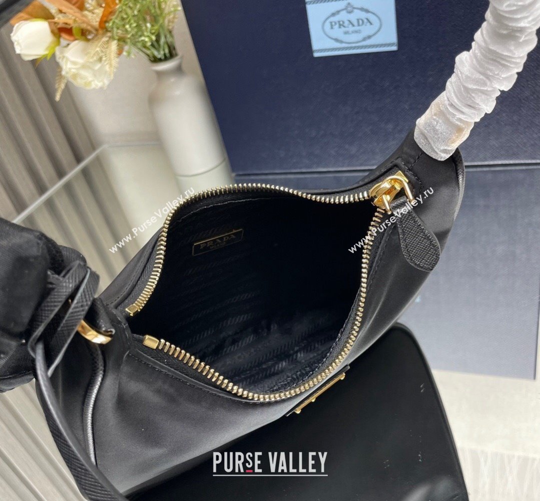 Prada Re-Edition 2005 Re-Nylon and Saffiano Mini Hobo Bag 1NE204 Black/Gold 2024 (ziyin-24022831)