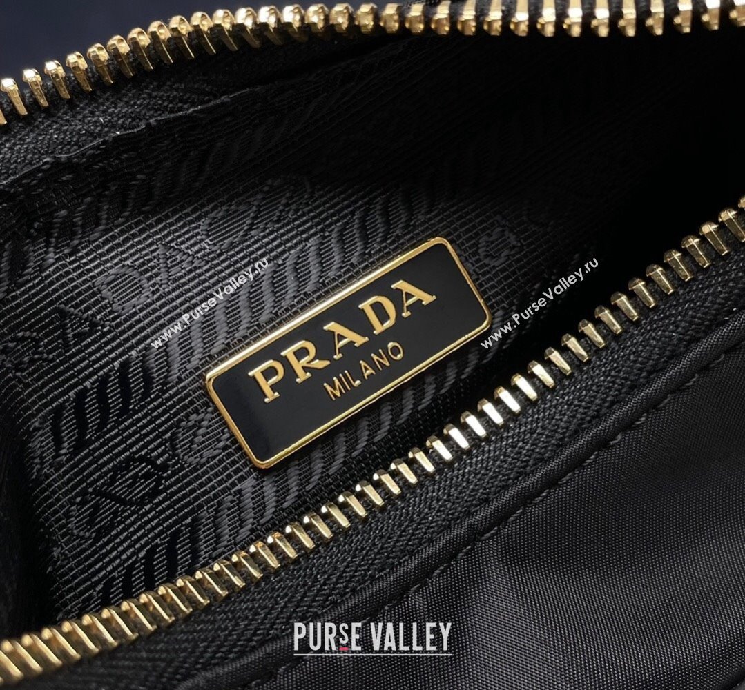 Prada Re-Edition 2005 Re-Nylon and Saffiano Mini Hobo Bag 1NE204 Black/Gold 2024 (ziyin-24022831)