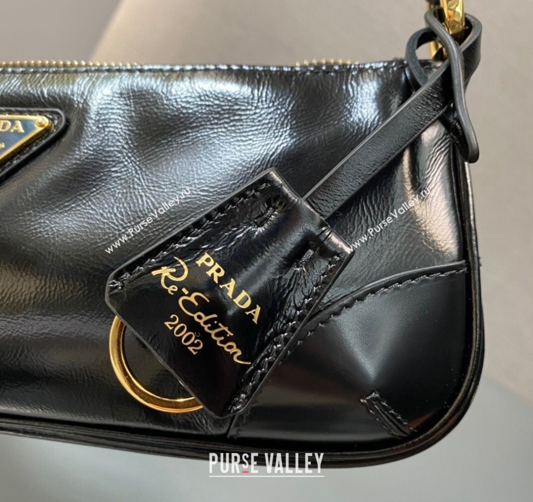 Prada Re-Edition 2002 small leather shoulder bag 1BC201 Black 2024 (ziyin-24022865)