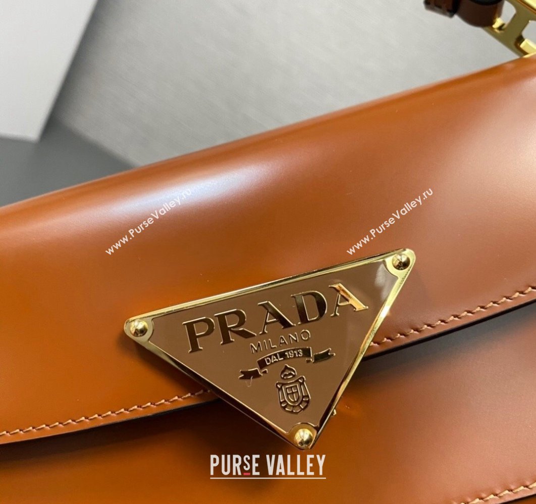 Prada Brushed leather shoulder bag 1BD345 Brown 2024 (ziyin-24022725)