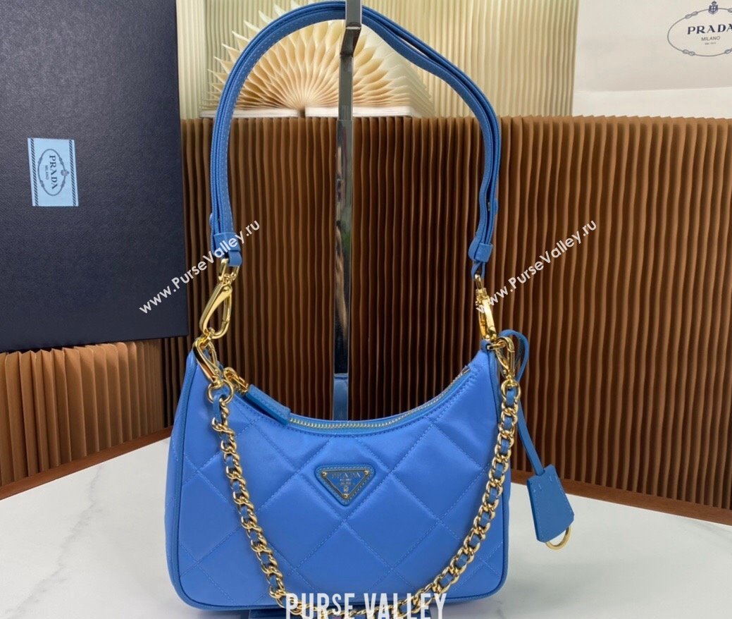 Prada Re-Edition 1995 Chaîne Re-Nylon Mini Hobo Bag 1BC204 Light Blue 2024 (ziyin-24022816)