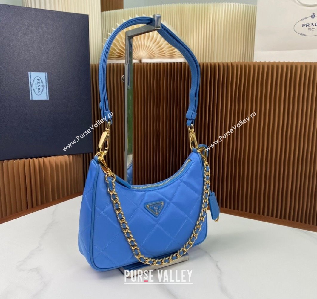 Prada Re-Edition 1995 Chaîne Re-Nylon Mini Hobo Bag 1BC204 Light Blue 2024 (ziyin-24022816)