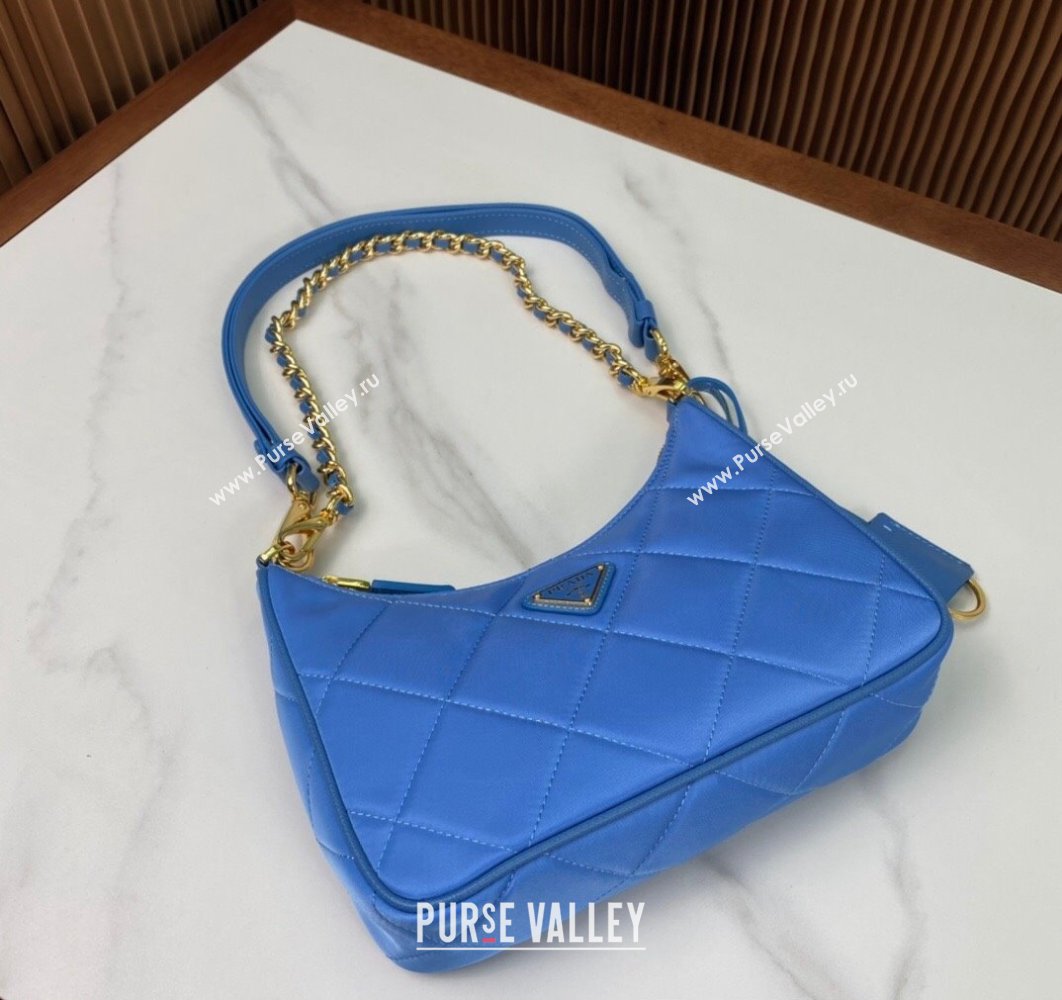 Prada Re-Edition 1995 Chaîne Re-Nylon Mini Hobo Bag 1BC204 Light Blue 2024 (ziyin-24022816)