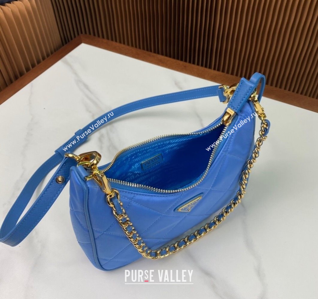 Prada Re-Edition 1995 Chaîne Re-Nylon Mini Hobo Bag 1BC204 Light Blue 2024 (ziyin-24022816)