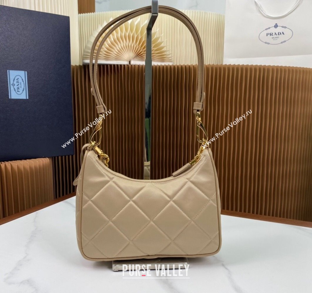 Prada Re-Edition 1995 Chaîne Re-Nylon Mini Hobo Bag 1BC204 Beige 2024 (ziyin-24022817)