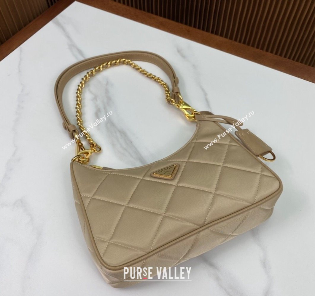 Prada Re-Edition 1995 Chaîne Re-Nylon Mini Hobo Bag 1BC204 Beige 2024 (ziyin-24022817)