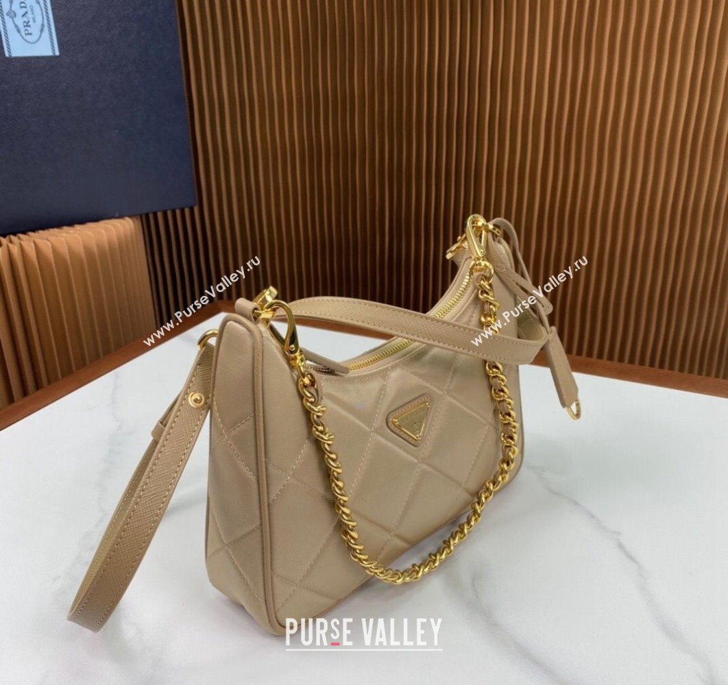 Prada Re-Edition 1995 Chaîne Re-Nylon Mini Hobo Bag 1BC204 Beige 2024 (ziyin-24022817)