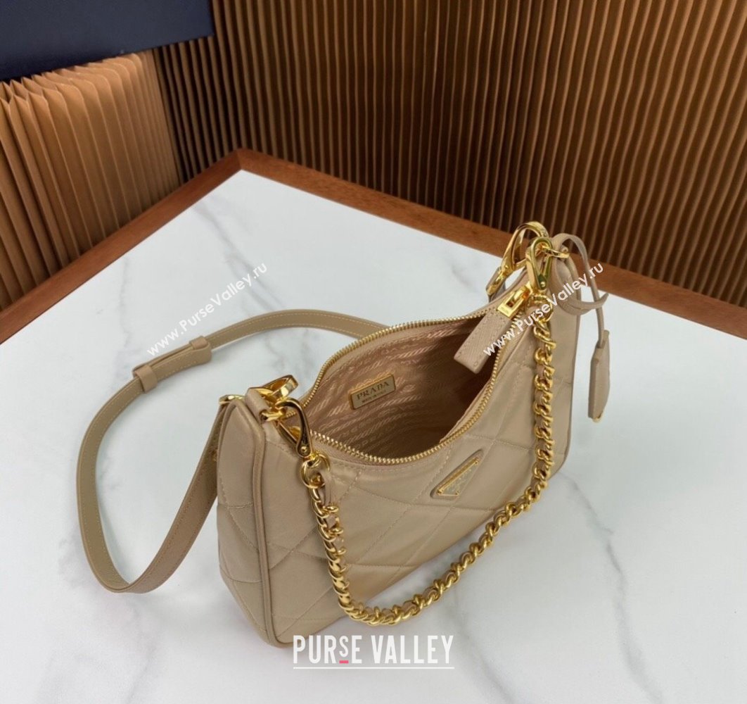 Prada Re-Edition 1995 Chaîne Re-Nylon Mini Hobo Bag 1BC204 Beige 2024 (ziyin-24022817)