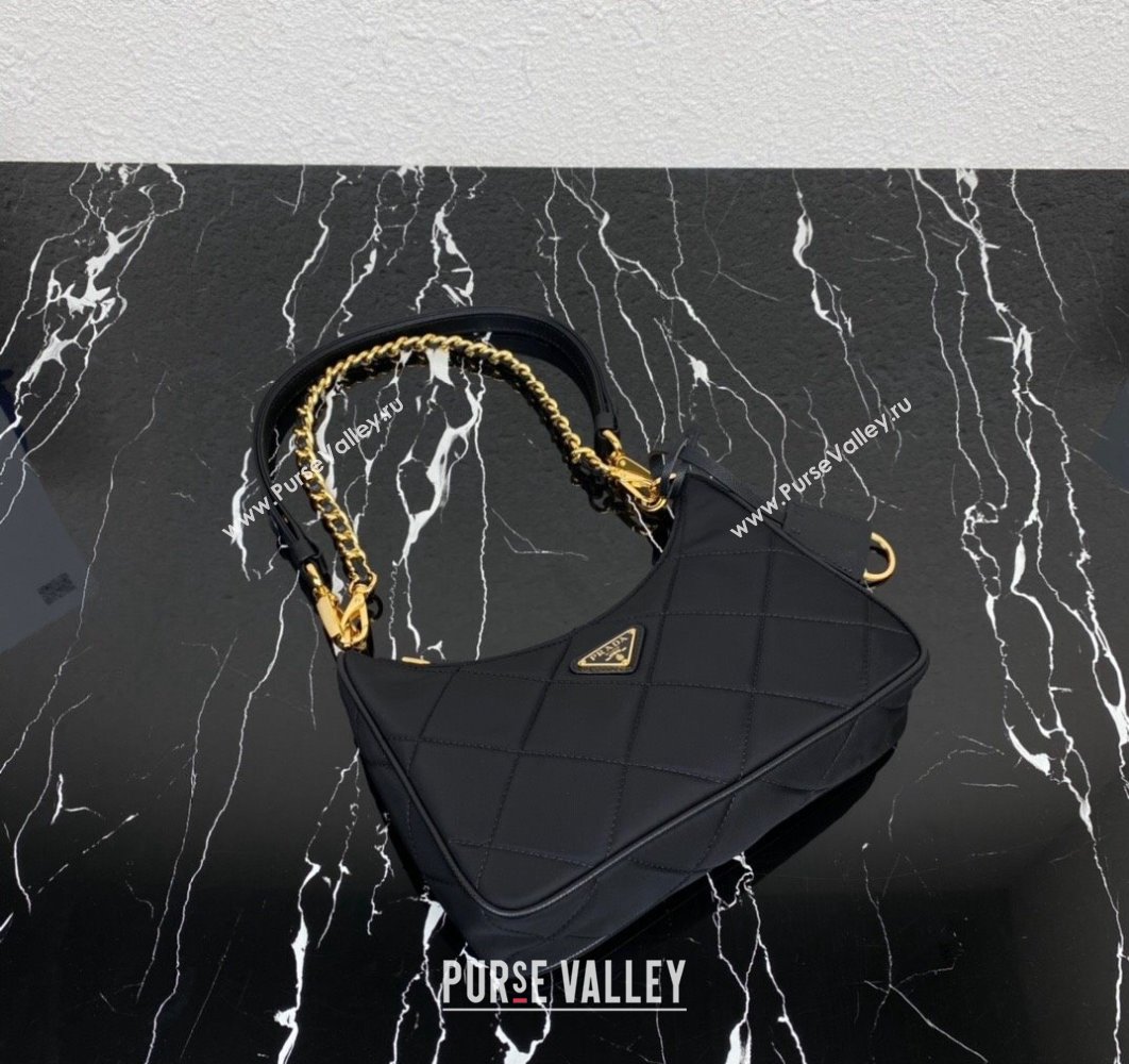 Prada Re-Edition 1995 Chaîne Re-Nylon Mini Hobo Bag 1BC204 Black 2024 (ziyin-24022810)