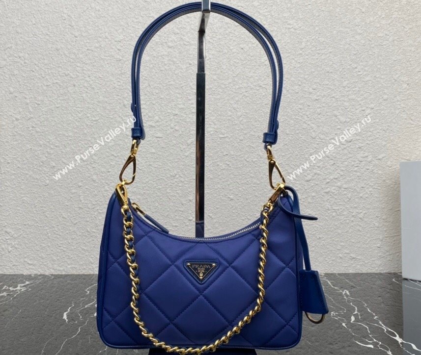 Prada Re-Edition 1995 Chaîne Re-Nylon Mini Hobo Bag 1BC204 Blue 2024 (ziyin-24022811)