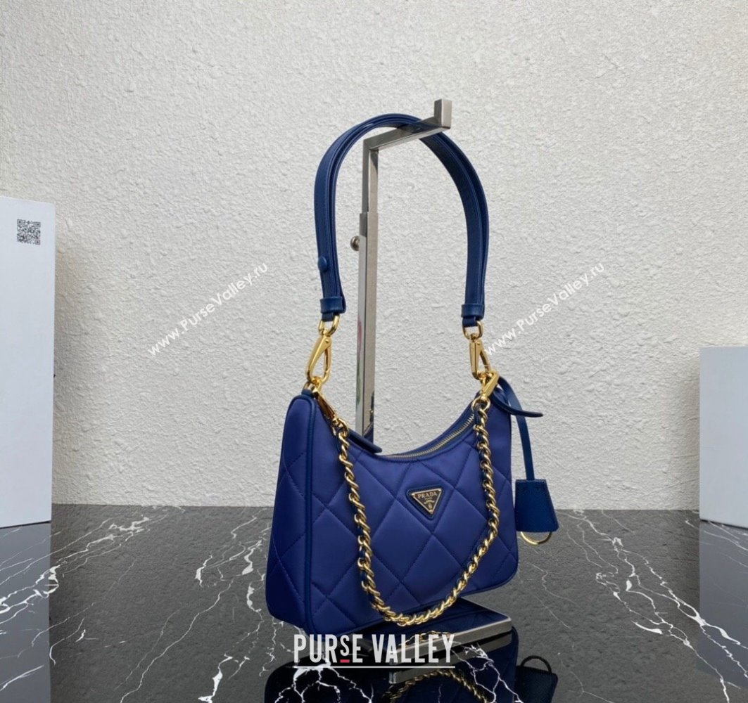 Prada Re-Edition 1995 Chaîne Re-Nylon Mini Hobo Bag 1BC204 Blue 2024 (ziyin-24022811)