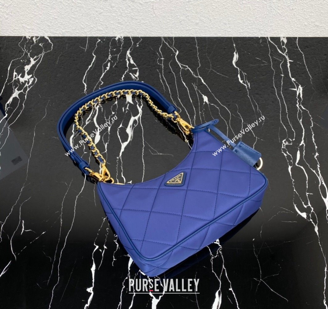 Prada Re-Edition 1995 Chaîne Re-Nylon Mini Hobo Bag 1BC204 Blue 2024 (ziyin-24022811)