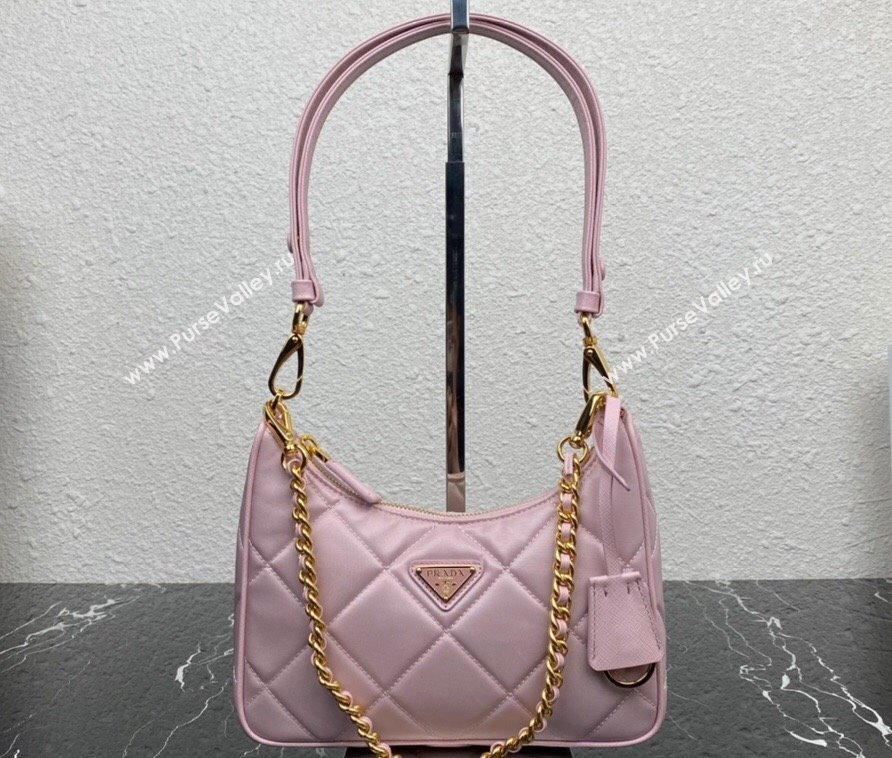 Prada Re-Edition 1995 Chaîne Re-Nylon Mini Hobo Bag 1BC204 Light Pink 2024 (ziyin-24022813)