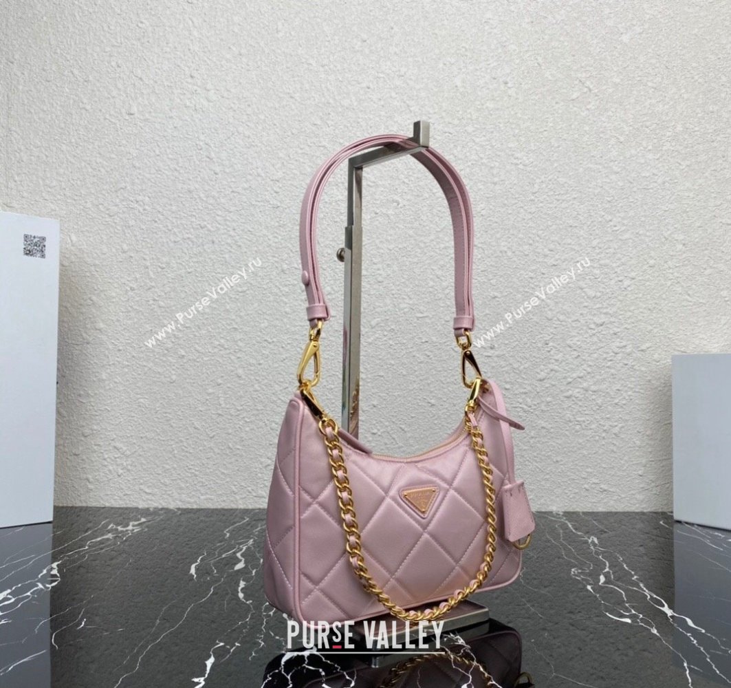 Prada Re-Edition 1995 Chaîne Re-Nylon Mini Hobo Bag 1BC204 Light Pink 2024 (ziyin-24022813)