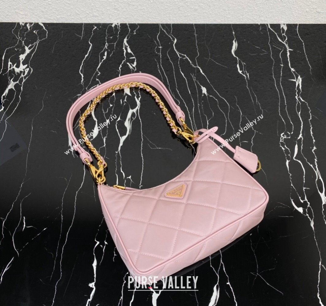 Prada Re-Edition 1995 Chaîne Re-Nylon Mini Hobo Bag 1BC204 Light Pink 2024 (ziyin-24022813)