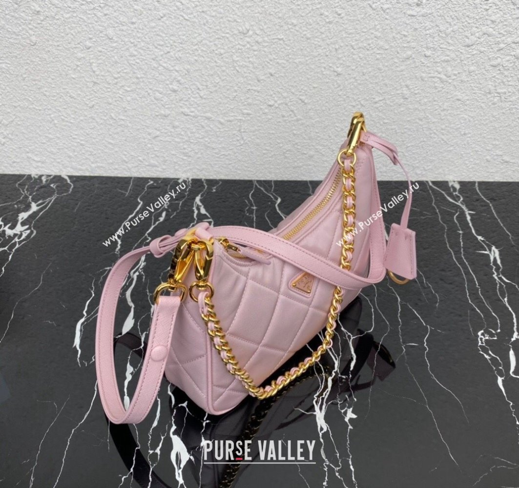 Prada Re-Edition 1995 Chaîne Re-Nylon Mini Hobo Bag 1BC204 Light Pink 2024 (ziyin-24022813)