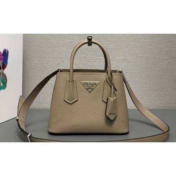 Prada Double leather mini bag 1BG443 Gray 2024 (ziyin-24022803)