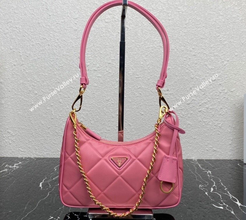 Prada Re-Edition 1995 Chaîne Re-Nylon Mini Hobo Bag 1BC204 Pink 2024 (ziyin-24022812)