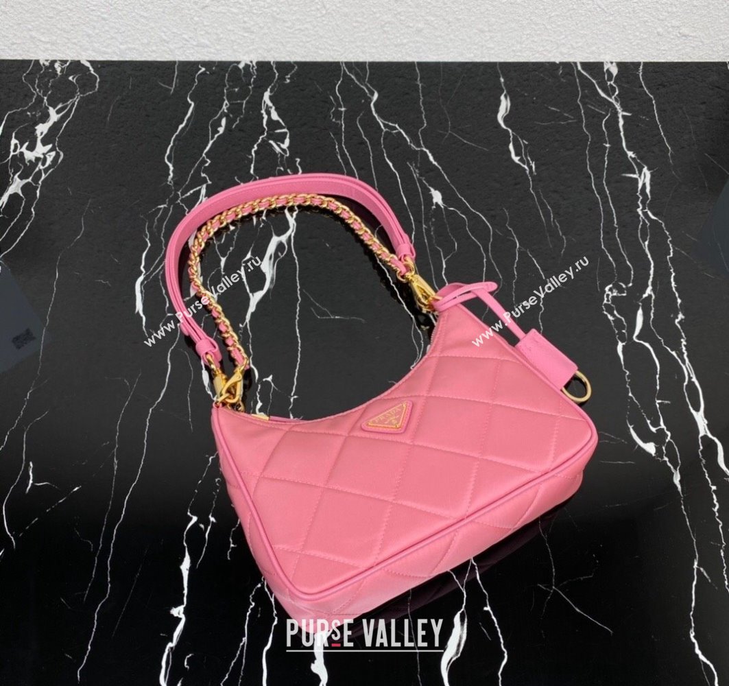 Prada Re-Edition 1995 Chaîne Re-Nylon Mini Hobo Bag 1BC204 Pink 2024 (ziyin-24022812)