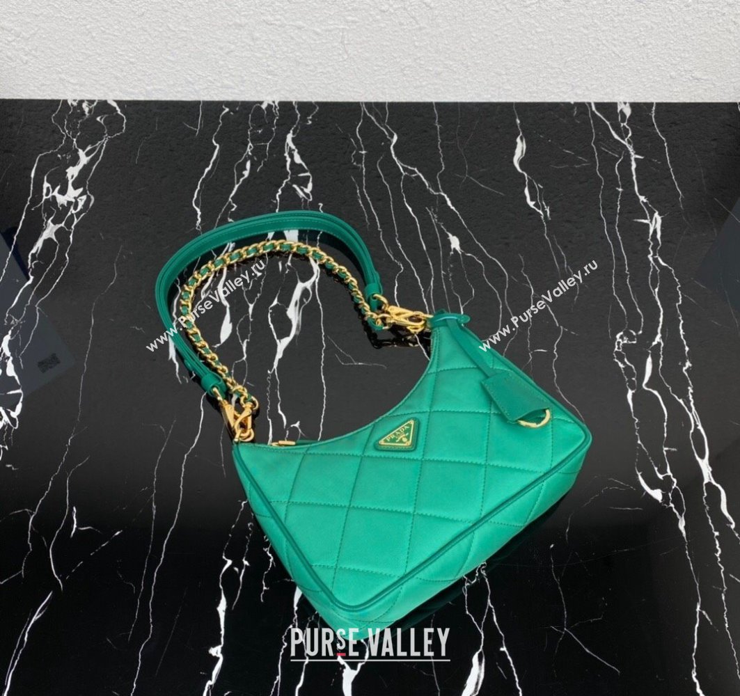 Prada Re-Edition 1995 Chaîne Re-Nylon Mini Hobo Bag 1BC204 Green 2024 (ziyin-24022814)