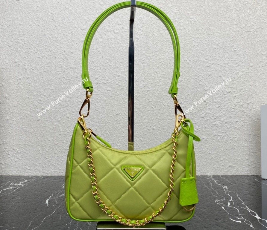 Prada Re-Edition 1995 Chaîne Re-Nylon Mini Hobo Bag 1BC204 Light Green 2024 (ziyin-24022815)