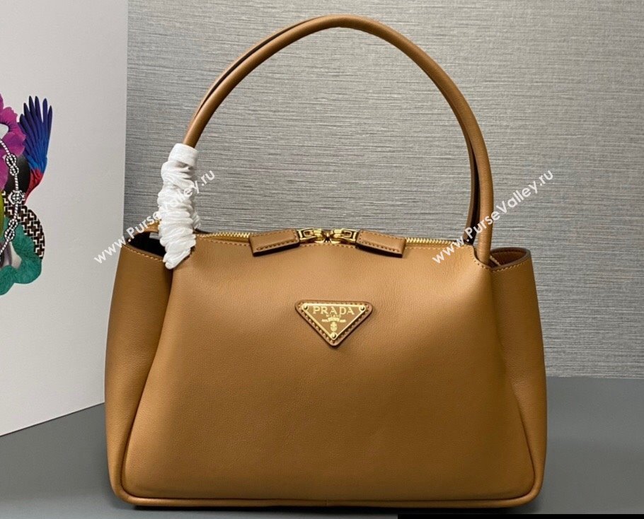 Prada Medium leather handbag 1BA444 Brown 2024 (ziyin-24022806)