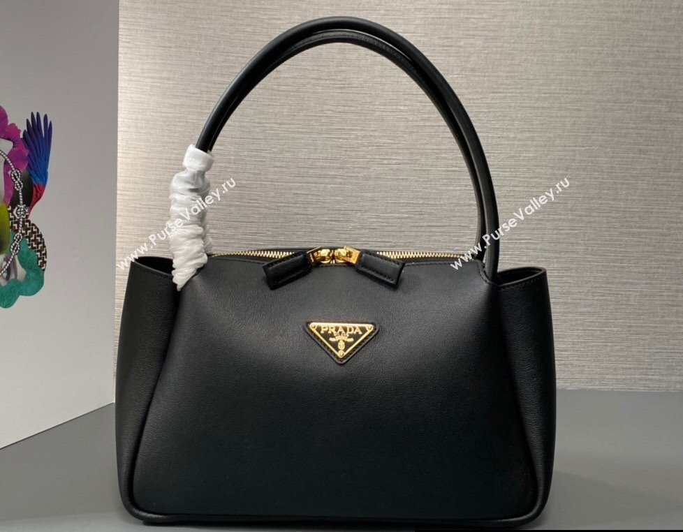 Prada Medium leather handbag 1BA444 Black 2024 (ziyin-24022805)