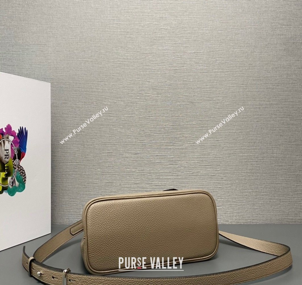 Prada Double leather mini bag 1BG443 Gray 2024 (ziyin-24022803)