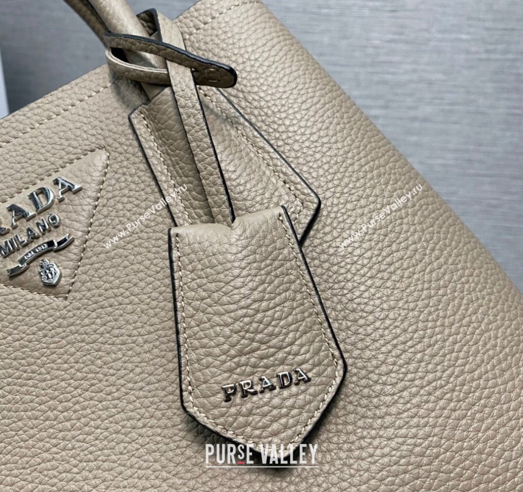 Prada Double leather mini bag 1BG443 Gray 2024 (ziyin-24022803)