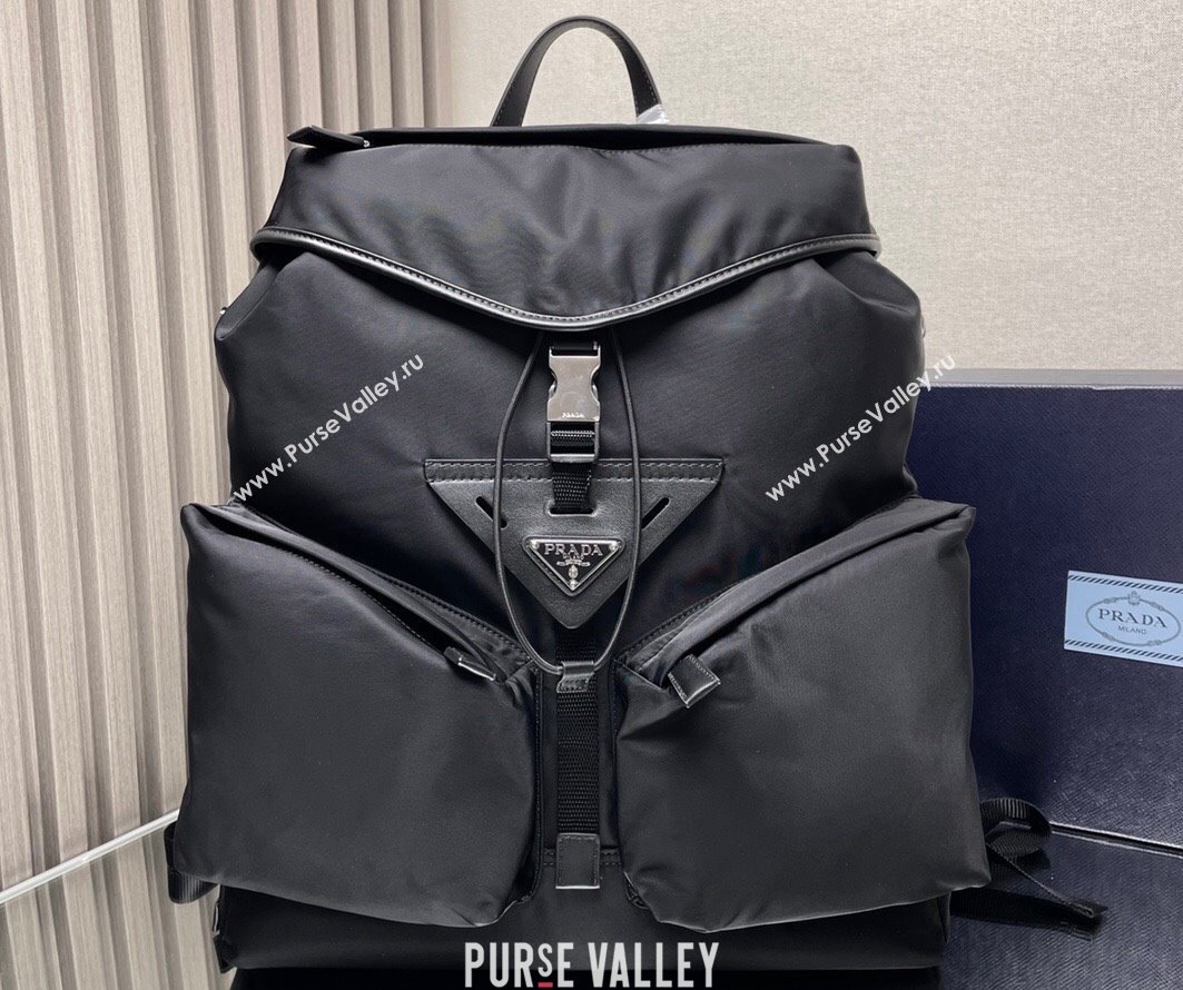 Prada Re-Nylon and leather backpack Bag 2VZ108 Black 2024 (ziyin-24022847)