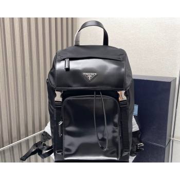 Prada Re-Nylon and brushed leather backpack Bag 2VZ135 Black 2024 (ziyin-24022845)