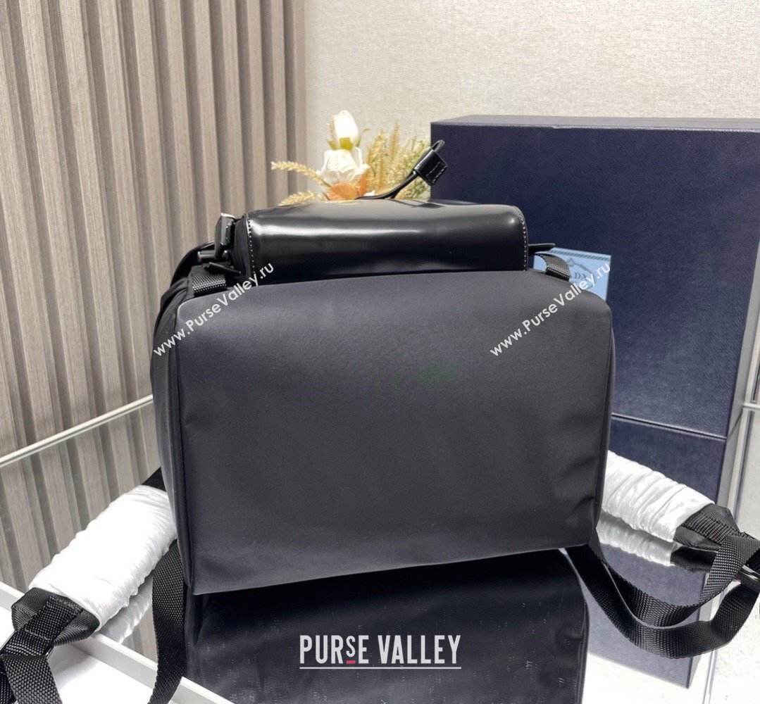 Prada Re-Nylon and brushed leather backpack Bag 2VZ135 Black 2024 (ziyin-24022845)