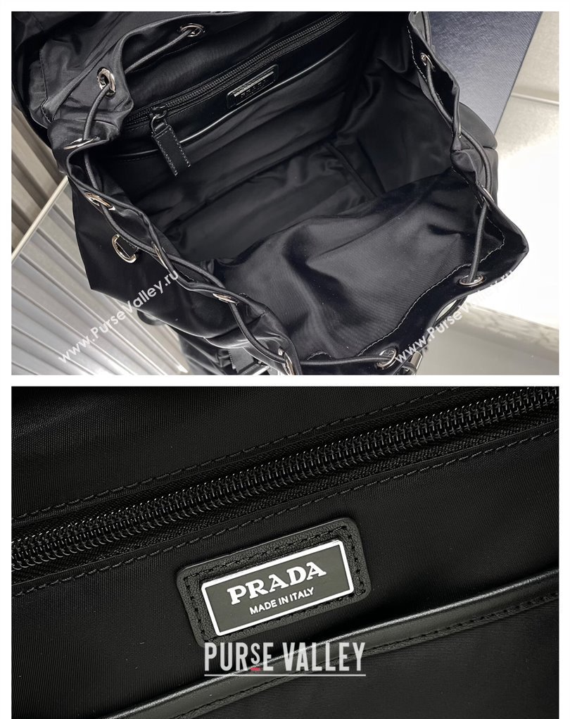 Prada Re-Nylon and brushed leather backpack Bag 2VZ135 Black 2024 (ziyin-24022845)