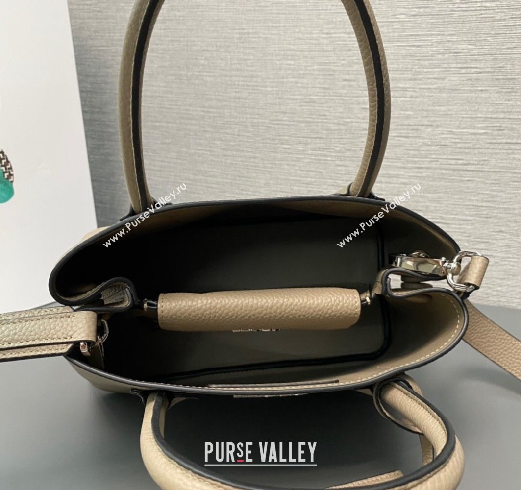 Prada Double leather mini bag 1BG443 Gray 2024 (ziyin-24022803)