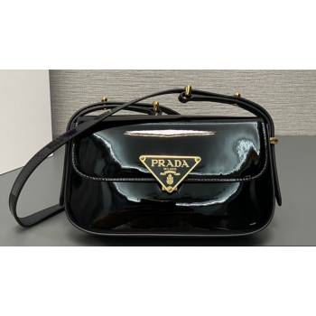 Prada Patent leather shoulder bag 1BD339 Black 2024 (ziyin-24022720)