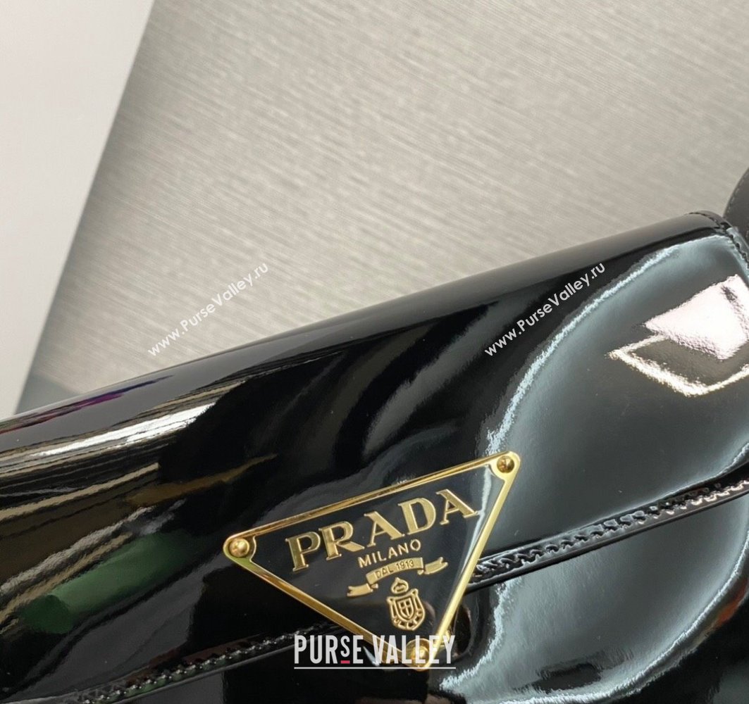 Prada Patent leather shoulder bag 1BD339 Black 2024 (ziyin-24022720)