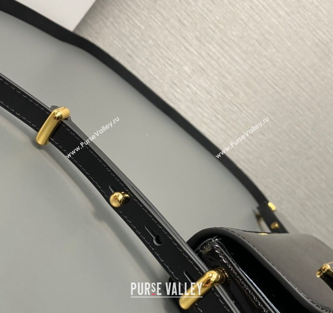 Prada Patent leather shoulder bag 1BD339 Black 2024 (ziyin-24022720)