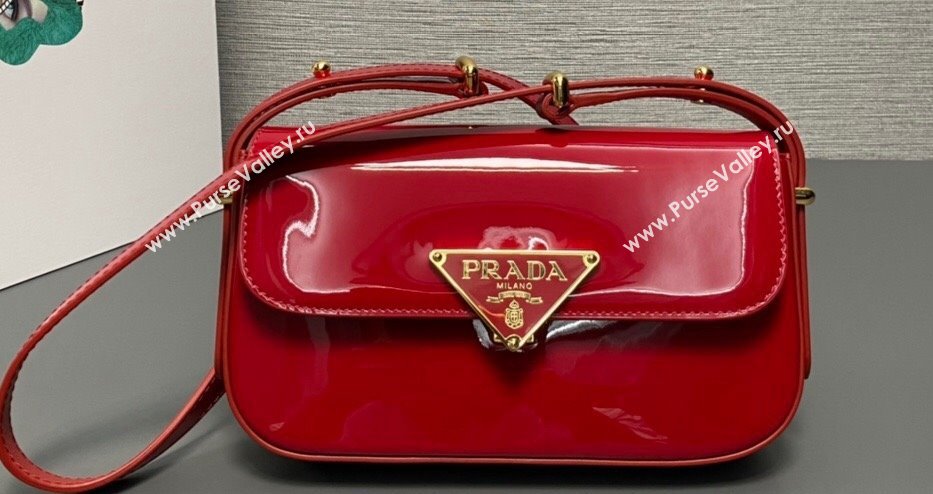 Prada Patent leather shoulder bag 1BD339 Red 2024 (ziyin-24022721)