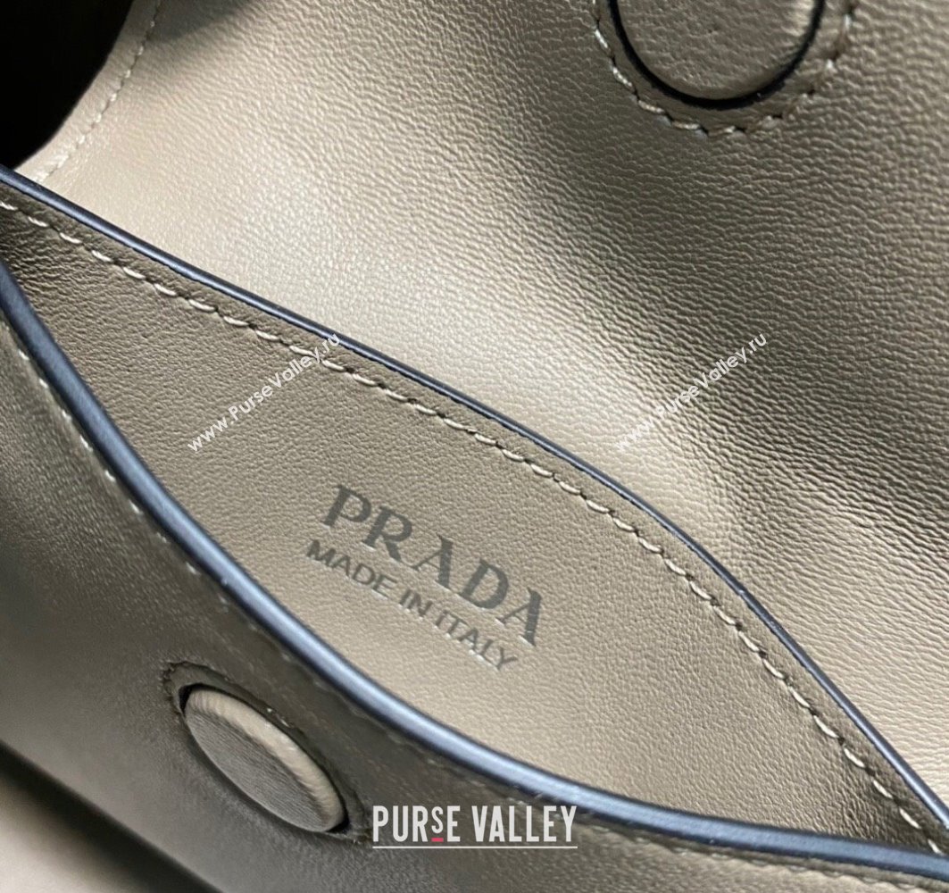 Prada Double leather mini bag 1BG443 Gray 2024 (ziyin-24022803)