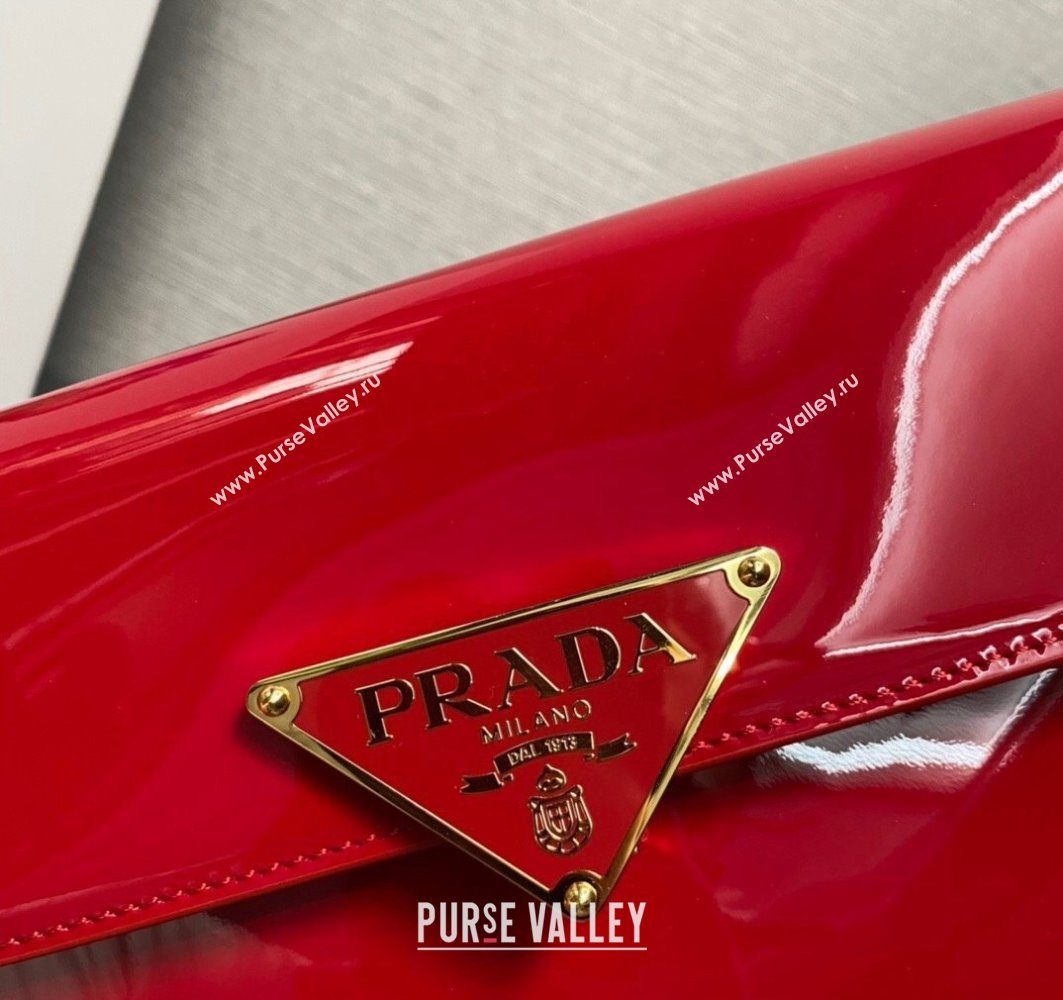 Prada Patent leather shoulder bag 1BD339 Red 2024 (ziyin-24022721)