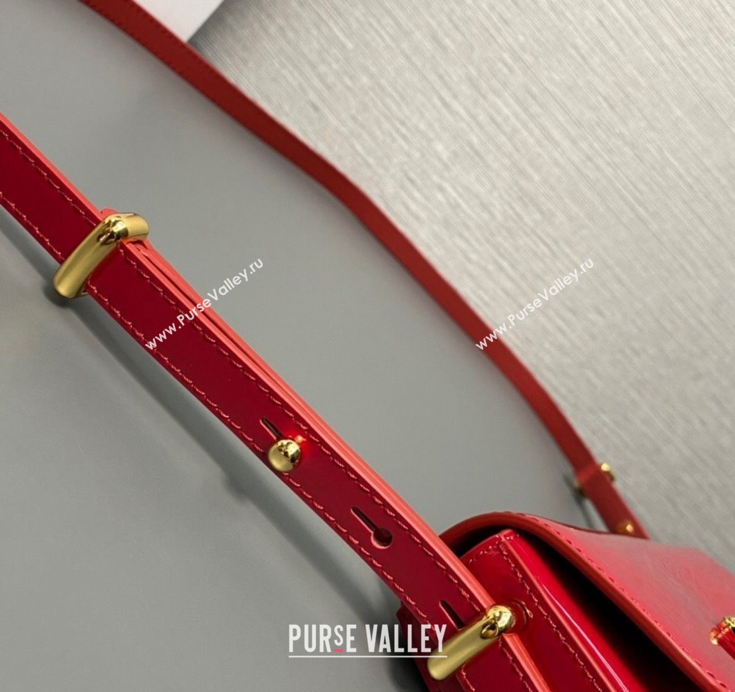 Prada Patent leather shoulder bag 1BD339 Red 2024 (ziyin-24022721)