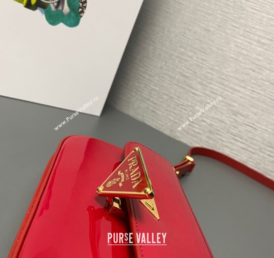 Prada Patent leather shoulder bag 1BD339 Red 2024 (ziyin-24022721)